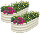 SnugNiture Galvanized Raised Garden Bed Outdoor, 2 Pcs 4x2x1ft Oval Metal Planter Box for Planting Plants Vegetables, White by GreenHaven Gardens