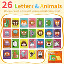 26 PCS Alphabet Mask Cards, Colorful Alphabet ABC Flash Cards with Animal Mask, Giant Letter ABC Animal Faces Flash Learning Flashcards by TinyTreasures Baby Boutique