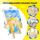 10 Set Mini Acrylic Paint Kit, 5.9In Canvas Boards for Painting with 6.5" Easel, Acrylic Paint Strips, Painting Brushes, Mini Canvas and Easel Set for Kids Artists Beginner Gift Party (160) by TinyTreasures Baby Boutique