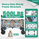 SUNNYFEEL Heavy Duty Collapsible Outdoor Utility Wagon Cart 500LB Capacity Adjustable Handlebar,Foldable Beach Wheels Stable Durable Oxford Fabric for Shopping Garden Camping (Black, Tall Version) by GreenHaven Gardens