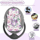 Infant Car Seat Insert, Soft Baby Car Seat Head & Body Support for Girl Boy, Reversible Newborn Preemie Carseat Insert Cushion with 3 Straps Pads Fits CarSeat, Stroller, Swing, Bouncer, Purple Floral by TinyTreasures Baby Boutique