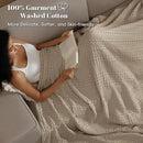 PHF 100% Cotton Waffle Weave Blanket Queen Size, Soft Lightweight Breathable Cozy Summer Blankets for Bed, Luxury Aesthetic Woven Bedding for Home Decor, 90"x90", Simply Taupe by CozyNest Decor