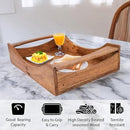 Wooden Serving Tray with Handles – Large 16"x10"x3.5" Mango Wood Decorative Rectangular Platter for Breakfast, Lunch, Dinner, Coffee & Tea – Ideal for Table, Lap, Couch, BBQ & Party Use by CozyNest Decor