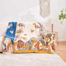 Boho Throw Blanket, 100% Cotton Ultra Soft Luxury Throw Rustic Quilt, 80"x90" Floral Bird Butterfly Farmhouse Decor Bed Blankets, All Season Rustic Reversible Bohemian Throw for Bed - Yellow by CozyNest Decor