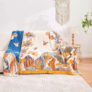 Boho Throw Blanket, 100% Cotton Ultra Soft Luxury Throw Rustic Quilt, 60"x80" Floral Bird Butterfly Farmhouse Decor Bed Blankets, All Season Rustic Reversible Bohemian Throw for Bed - Yellow by CozyNest Decor