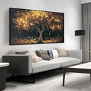 Tree Painting Wall Art for Office - Hand Painted Gold and Black Canvas Wall Art for Living Room - Black Framed Wall Art for Bedroom Size 29" x 59" by CozyNest Decor