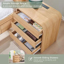 25" Tall Modern Nightstand Set of 2, 23.6" Wide Wood Bedside Table with Charging Station, 3 Storage Drawers Side Table w/Curved Profile Design,End Table for Bedroom, Natural Oak by CozyNest Decor