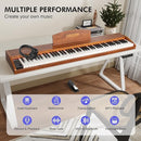 88 Key Digital Piano Keyboard for Beginners,Full Size Electric Piano Semi-Weighted Keyboard with Sheet Music Stand,Pedal,Headphone,Power Adapter,USB-MIDI Compatibility,Wood Grain Brown by TinyTreasures Baby Boutique