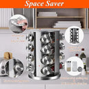 DOUBLE 2 C Revolving Countertop Spice Rack Stainless Steel Seasoning Storage Organization,Spice Carousel Tower for Kitchen Set of 16 Jars (16Jars) by CozyNest Decor