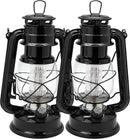 YAKii LED Vintage Lantern Metal Hanging Hurricane 12 LED Dimmer Switch Cold White Battery Operated Power Outage Indoor Camping Lighting Outdoor Brooklyn (Black 2 Pack) by CozyNest Decor