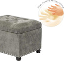 Joveco Storage Ottoman Foot Rest Stool, 24" Velvet Footstool Bench for Living Room Bedroom, Light Grey by CozyNest Decor
