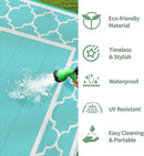 GENIMO 6' x 9' Outdoor Rug Waterproof for Patio Decor, Reversible Plastic Straw Area Mats Carpet for Camper Clearance, Outside Carpet for Rv, Deck, Porch, Beach, Balcony, Aqua Blue & White by CozyNest Decor
