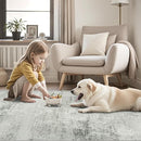 5x7 Area Rugs for Lliving Room Bedroom, Abstract Washable Rugs with Non-Slip Backing, Stain Resistant Thin Carpet for Dorm Dining Room Table Nursery Indoor Home Office-Gray by TinyTreasures Baby Boutique