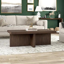 Henn&Hart 44" Rectangular Wood Pedestal Low-Profile Coffee Table for Living Room, Family Room, or Office, Alder Brown by CozyNest Decor