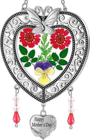 KY&BOSAM Suncatcher Happy Mother’s Day Stained Glass Tree of Life Heart Gifts Garden Ornament Wind Chimes for Windows Pressed Flower Between Heart in Glass Metal Engraved Charm as by GreenHaven Gardens