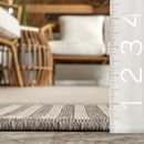 nuLOOM 2' x 8' Outdoor Area Rug, Casual Design with Striped Border, Stain Resistant, Highly Durable, for Patio, Balcony, Bedroom, Living Room, Dining Room, Bathroom, Light Grey by CozyNest Decor