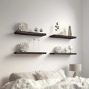 Brown Wood Floating Shelves for Wall Rustic Wall Shelves for Bedroom Set of 6 by CozyNest Decor