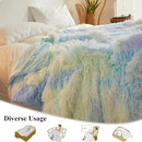 XeGe Plush Faux Fur Rainbow Throw Blanket, Tie Dye 50x60 Shaggy Furry Blanket Throw, Fluffy Microfiber Velvet Couch Blanket, Soft Colorful Fuzzy Lap Blanket for Girls Teens Women Kid Rainbow Blue by CozyNest Decor