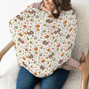 Thanksgiving Turkey Pumpkins Car Seat Covers Vintage Autumn Leaves Stretchy 5-in-1 Cover Adjustable Infant Carseat Cover Canopy Fall Harvest Breathable Nursing Cover-Up by TinyTreasures Baby Boutique