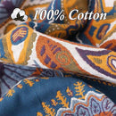 Snycler Boho Throw Blanket for Bed - 100% Cotton Ultra Soft Rustic Quilt Blanket Orange Green Printed Farmhouse Decor Bed Blankets, 80"×90" All Season Rustic Throw for Sofa Couch Chair by CozyNest Decor