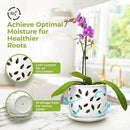 Orchid Pot with Holes & Saucer Ceramic 5.25 in. Indoor or Outdoor Large Pot for Orchid Care & Root Health with Precise Aeration & Drainage – Durable for Repotting or New Plants by GreenHaven Gardens