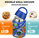 Soup Thermo for Hot Food Kids 16oz Insulated Food Jar Leakproof Thermo Lunch Container for Kids Wide-Mouth Stainless Steel Lunch Box for School with Handle Folding Spoon(3+) by TinyTreasures Baby Boutique