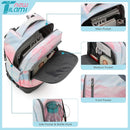 NEW TILAMI 18 inch Rolling Backpack for Girls – Waterproof, Large Capacity, Stair-Climbing Design, Adjustable Handle, Great for School, Pink Sunset by TinyTreasures Baby Boutique