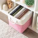 OrganiHaus 11x11 Cube Storage Bins 4 Pack, Foldable Cube Storage Organizer w/ Rope Handles, Collapsible Fabric Bins for Toys, Clothes & Closet Organization, Fabric Square Baskets - Pink/White by CozyNest Decor