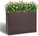 LEWIS&WAYNE Large Rectangular Block Planter Box Handmade Wicker Tall Planters for Outdoor Plants with Removable Liners Modern Planter for Indoor Outdoor Patio Deck - Brown, 32''x11''x24'' by CozyNest Decor