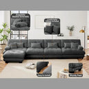 Modern L-Shaped Couch, 4-Seater Cloud Couch, Oversized Loveseat Sectional Sofa, Chenille Fabric, Grey by CozyNest Decor