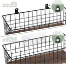 Wall Hanging Baskets 3 Pack, Extra Large Diversified Wire Basket Shelves of Wooden Style, with Wall Mounted Hooks & Traceless Stickers, for Kitchen Coffee Bar Office Room Garage Storage Organization by CozyNest Decor