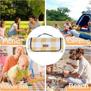 HX&OD Outdoor Picnic Blanket, Extra Large, 80''x60'' Waterproof Foldable Blankets Gingham Picnic Mat for Beach, Camping Grass Lawn Park Accessories Cute Couple Ideas Wedding (Yellow, 80”x60”) by TinyTreasures Baby Boutique