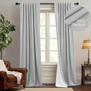 Total Blackout Curtains Full Shade 84 Inches Long Light Grey Gray Black Out Thick Linen Drapes for Living Room Thermal Insulated Bedroom Heavy Duty White Backing Back Tab Pleated 52x84 Length 2 Panel