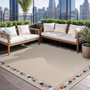 Beverly Rug Outdoor Rug 4x6 Modern Bordered Area Rugs for Indoor and Outdoor Patio Easy to Clean Non Shedding Living Room Porch Garden Washable Outside Carpet (4 x 6 Beige) by CozyNest Decor
