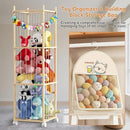 Stuffed Animal Toy Storage, 53 Inch Tall Wooden Toy Storage Rack Space-Saving Plushie Toy Organizers and Storage on Playhouse,Playroom,Bedroom -No Tools Easy Assembly by TinyTreasures Baby Boutique