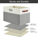 Large Collapsible Fabric Storage Bins with 3 Handles, Foldable Organizer Baskets for Closet, Shelves, Living Room | 3 Pack, Durable PU & Metal Handles (17"x11.8"x11.8", Gray & White) by TinyTreasures Baby Boutique