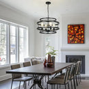 4-Light Black Chandelier for Dining Room, 19.7" Modern Farmhouse Pendant Light with Geometric Metal Frame, Industrial Flush Mount Ceiling Light for Living Room, Bedroom, Kitchen Island, Hallway, Foyer by CozyNest Decor