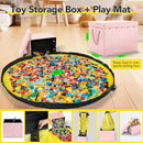 Kids Toy Box Chest Storage with Lid and Big Play Mat for Boys and Girls,Collapsible Fabric Toy Building Bricks Storage Container Organizer Bin with Rug for Playroom and Nursery Organization by TinyTreasures Baby Boutique