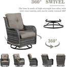 5 Piece Outdoor Patio Furniture Set - Wicker Furniture Patio Conversation Set, Outdoor Swivel Rocker Chairs with 3-Seater Sofa and 2 Ottomans for Small Space, Gray Cushion by GreenHaven Gardens