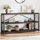 LVB Black Entryway Table, Modern Extra Long Sofa Console Table, Metal Wood Narrow Hallway Table with Storage Shelves, Industrial Skinny Foyer Couch Tables for Living Room Bedroom, Black Oak, 70 Inch by CozyNest Decor