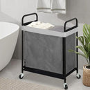 STO STO Laundry Hamper 2 Section, 100L Rolling Laundry Sorter Cart with Removable and Washable Liner Bag, Rolling Clothes Hamper with Metal Handle for Laundry Room and Bedroom, Gray by CozyNest Decor