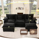 108" U Shaped Couch, Modular Sectional Sofa, 3-Seater Comfy Cloud Couch with Movable Ottoman, Deep Seat Couches for Living Room, Chenille, Black by CozyNest Decor