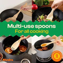 Riveira Maple Wooden Cooking Utensils Set of 6 Premium Non-Toxic Wooden Spoons & Spatula for Cooking by CozyNest Decor