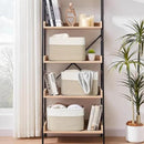 Shelf Baskets for Organizing, Woven Storage Basket for Shelves, Cotton Rope Storage Bins for Toys Books, Nursery Towel Baskets for Classroom, 14.96"X9.8"X8.85", 3-Pack White/Brown by CozyNest Decor