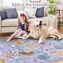 OJIA Animal Washable Area Rug 8x10, Boho Rugs for Living Room Playroom 8 x 10 Kids Bedroom Rugs, Non-Slip Ultra-Thin Indoor Large Floor Carpet for Dining Room Nursery Farmhouse by CozyNest Decor