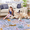 OJIA Animal Washable Area Rug 8x10, Boho Rugs for Living Room Playroom 8 x 10 Kids Bedroom Rugs, Non-Slip Ultra-Thin Indoor Large Floor Carpet for Dining Room Nursery Farmhouse by TinyTreasures Baby Boutique