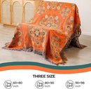 Throw Blanket for Couch Bed Chair,100% Cotton Soft Lightweight Blanket Rustic Quilt -Orange Floral Printed Farmhouse Decor Bed All Season Blankets,90"×98" by CozyNest Decor