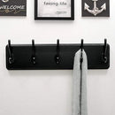 Dseap Coat Rack Wall Mount: Modern, Patented, Heavy-Duty, 17.4" Long 5-Double-Hooks Wooden Hanger Hook Rail for Winter Coats Hat Jacket Clothing, Black by CozyNest Decor