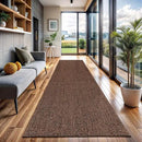 CAMILSON Indoor and Outdoor Runner Rug Brown Solid Boho Woven Design Easy-Cleaning Non Shedding Fiber Living Room Bedroom Garden Patio and Kitchen Washable Outside Carpet Alfombras (2x7) by CozyNest Decor