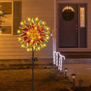 Solar Wind Spinners for Yard and Garden - 60.3 Inch 360° Metal Sun Wind Sculptures Outdoor Clearance Kinetic Windmills with Vine String Shining LED Lights for Patio, Lawn Xmas Garden Decoration by CozyNest Decor